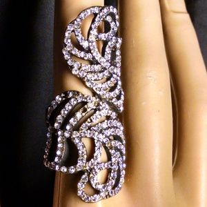 Feather Rhinestones Sexy Extra Large Cocktail Ring